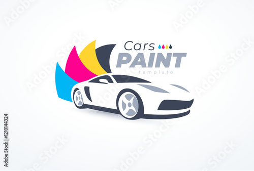 Logo Paint Car Auto. Template design vector. White background.