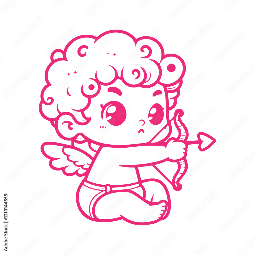 cute cupid with bow illustration character flat design . hand draw cupid with bow illustration. cute cupid with bow illustration character flat design . hand draw cupid with bow illustration.