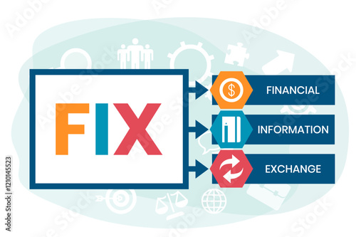 FIX - financial information exchange. acronym business concept. vector illustration concept with keywords and icons. lettering illustration with icons for web banner, flyer, landing page