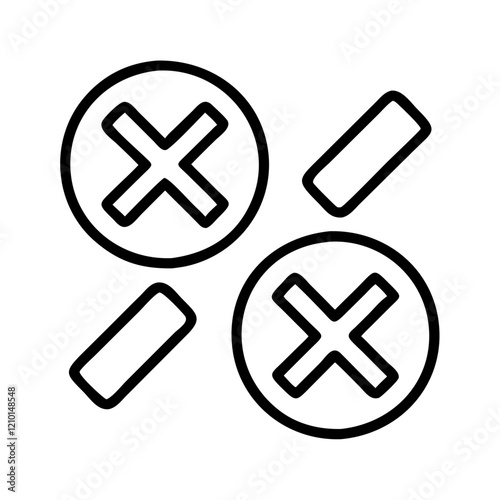 crossed checkmarks icon, crossed checkmarks line art - simple line art of crossed checkmarks, perfect for crossed checkmarks logos and icons