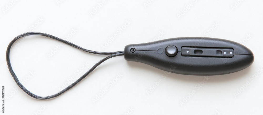 Black control device with lanyard, isolated on white background, for website or app UI Black control device with lanyard, isolated on white background, for website or app UI