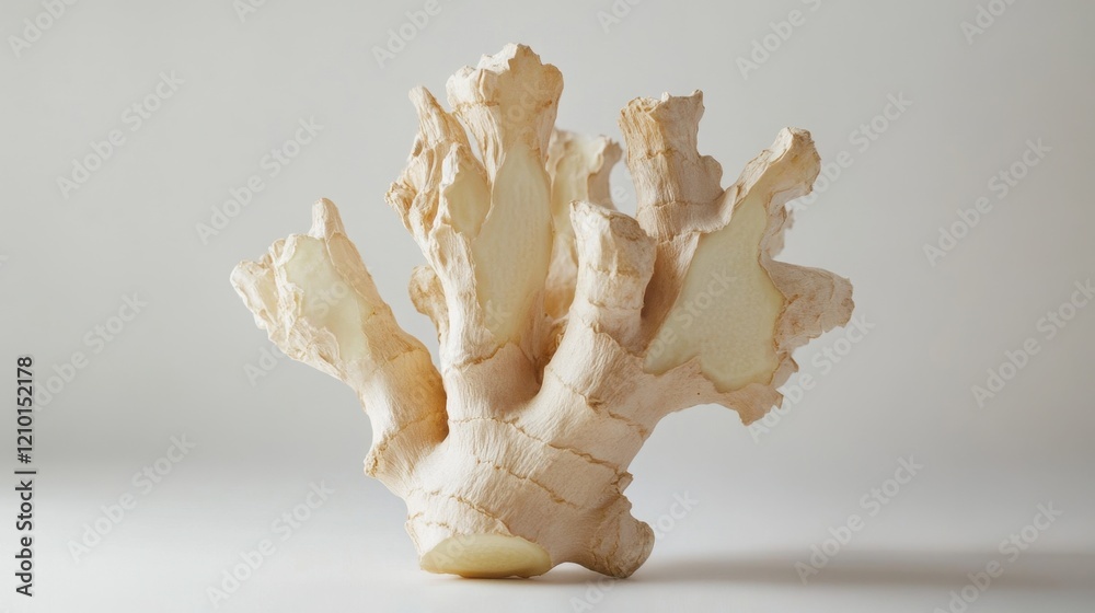 Freshly Peeled Ginger Root on White Background - Ideal for Culinary and Herbal Medicine Concepts Freshly Peeled Ginger Root on White Background - Ideal for Culinary and Herbal Medicine Concepts