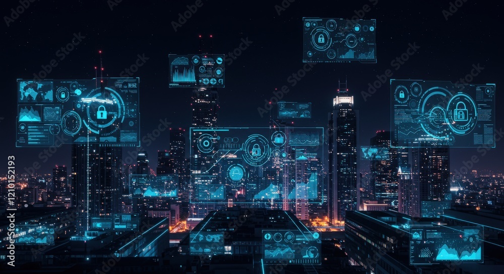 Cyber security Data lock Protection Information privacy defence internet business technology concept