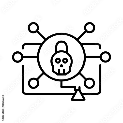 cyberattack icon, cyberattack line art - simple line art of cyberattack, perfect for cyberattack logos and icons
