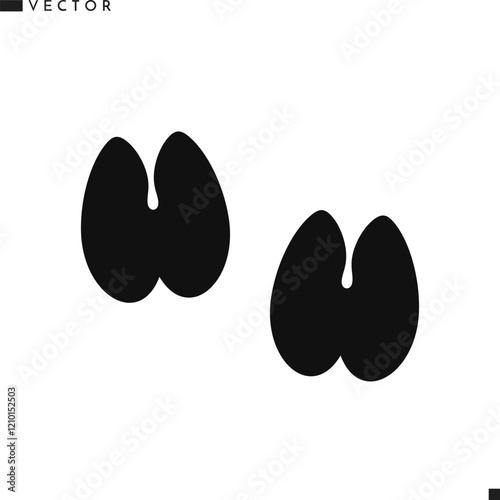 Camel paw print vector. Dromedary camel paw print silhouette