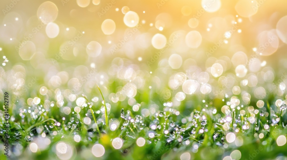 Obraz premium Morning Dewdrops on Grass: A Serene Nature Scene
