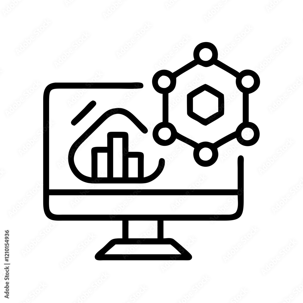 data science icon, data science line art - simple line art of data science, perfect for data science logos and icons
