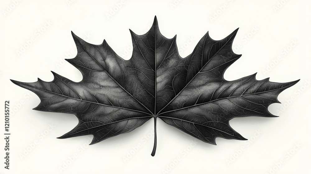 Fototapeta premium A leaf hand print on paper with leaf texture on a white background - botanical illustration