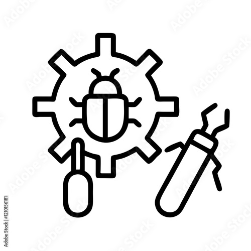debugging tools icon, debugging tools line art - simple line art of debugging tools, perfect for debugging tools logos and icons
