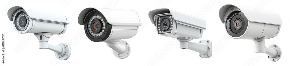Security Cameras in Various Designs Isolated on Transparent Background Security Cameras in Various Designs Isolated on Transparent Background
