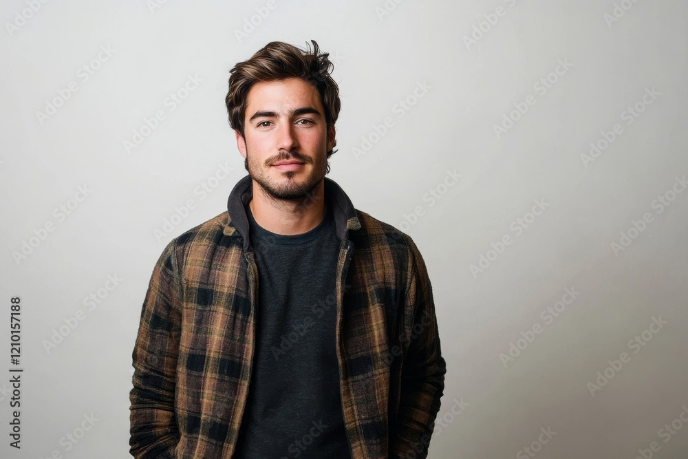 Happy male photographer standing in studio, Generative AI Happy male photographer standing in studio, Generative AI