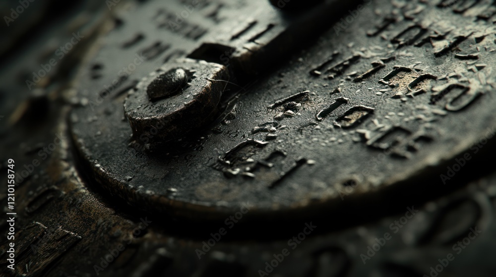 Close-up rusty industrial meter detail, factory background, vintage texture Close-up rusty industrial meter detail, factory background, vintage texture