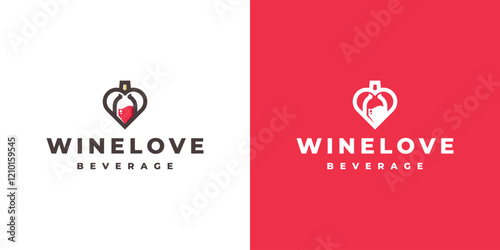 wine love logo vector