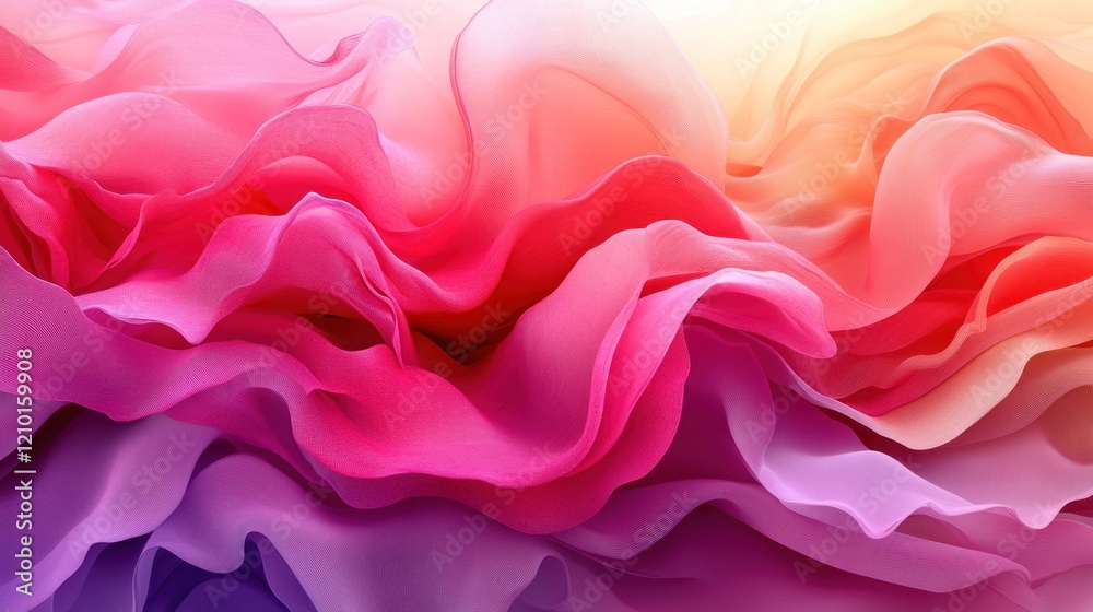 Obraz premium Colorful fabric waves, studio shot, gradient background, design texture