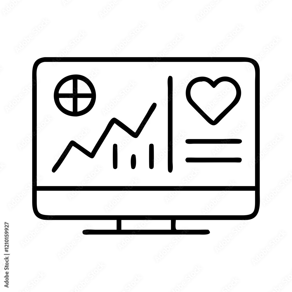 digital health dashboard icon, digital health dashboard line art - simple line art of digital health dashboard, perfect for digital health dashboard logos and icons