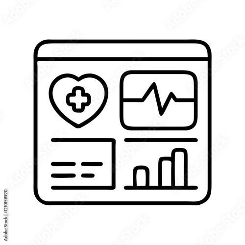 digital health dashboard icon, digital health dashboard line art - simple line art of digital health dashboard, perfect for digital health dashboard logos and icons