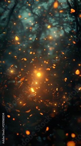 Fireflies in the Forest: A Magical Night Scene