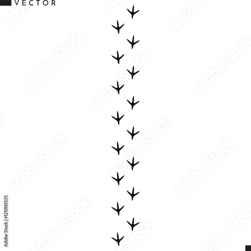Bird paw print vector. Rooster paw print silhouette. Hen paw print 