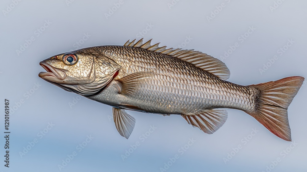 Fototapeta premium Ocean fish, swimming, studio shot, white background, seafood
