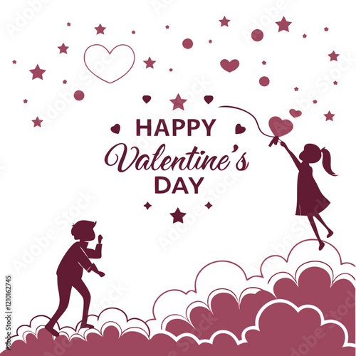 Dreamy Valentine's Day Design with Starry Effects and Heart Motifs. Perfect for: Valentine's Day, weddings, anniversaries, romantic getaways