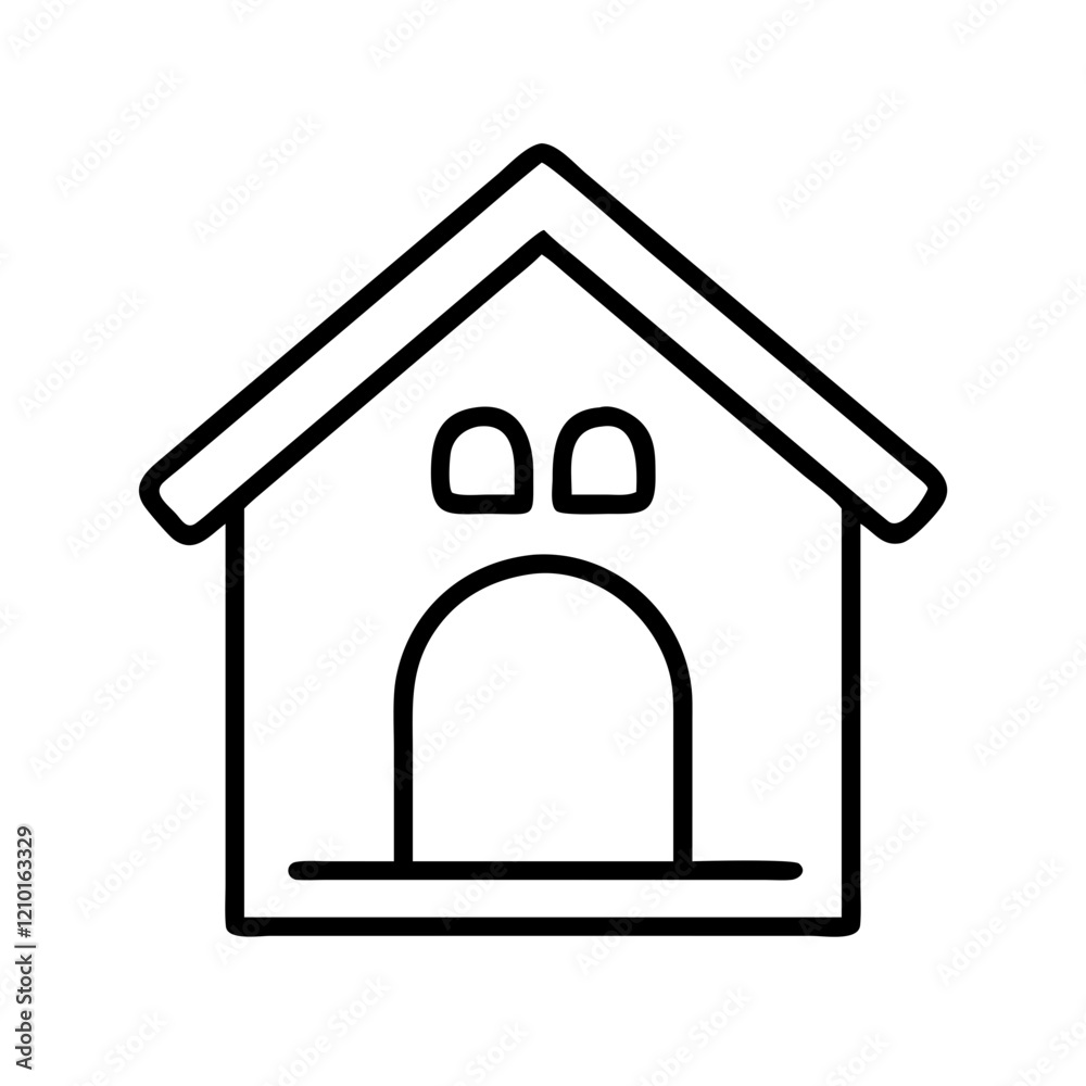 dog house icon, dog house line art - simple line art of dog house, perfect for dog house logos and icons dog house icon, dog house line art - simple line art of dog house, perfect for dog house logos and icons