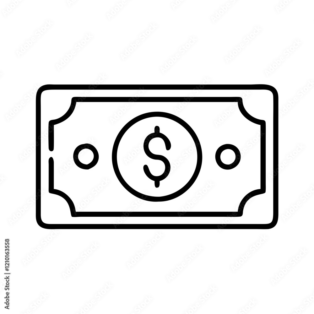 dollar bill icon, dollar bill line art - simple line art of dollar bill, perfect for dollar bill logos and icons dollar bill icon, dollar bill line art - simple line art of dollar bill, perfect for dollar bill logos and icons