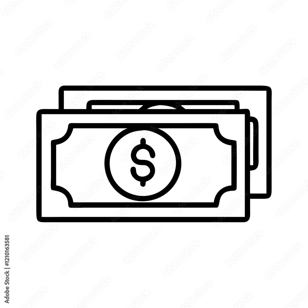 dollar bills icon, dollar bills line art - simple line art of dollar bills, perfect for dollar bills logos and icons dollar bills icon, dollar bills line art - simple line art of dollar bills, perfect for dollar bills logos and icons