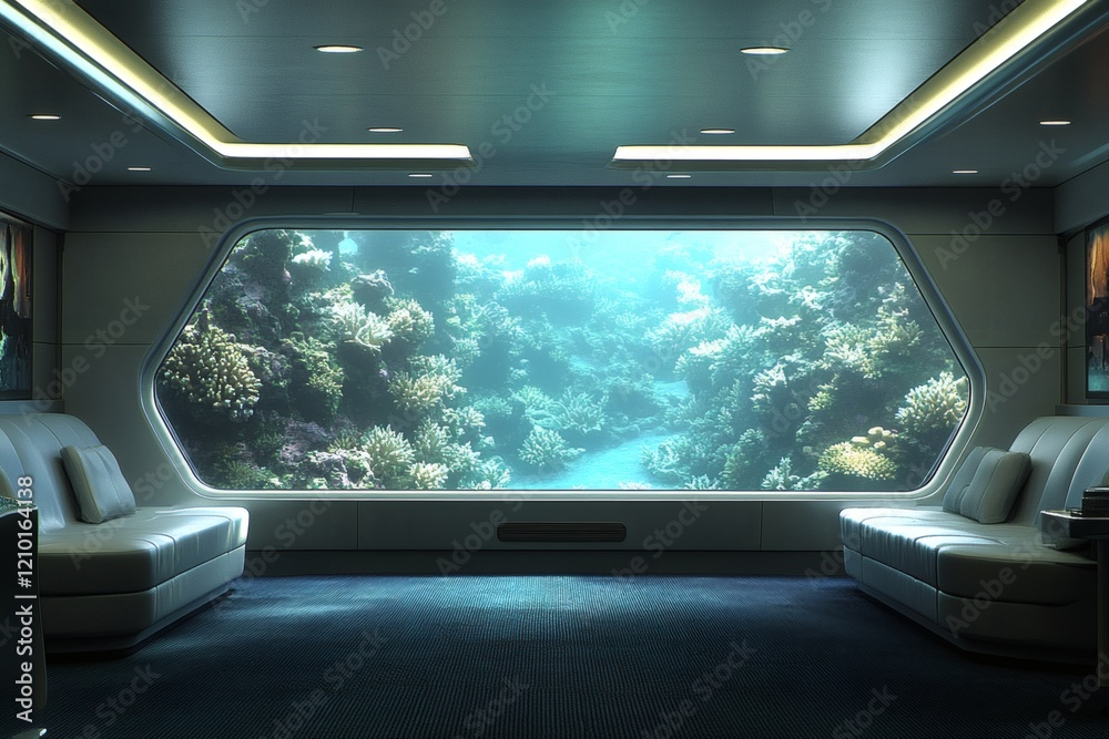 Naklejka premium Sophisticated lounge with coral reef views