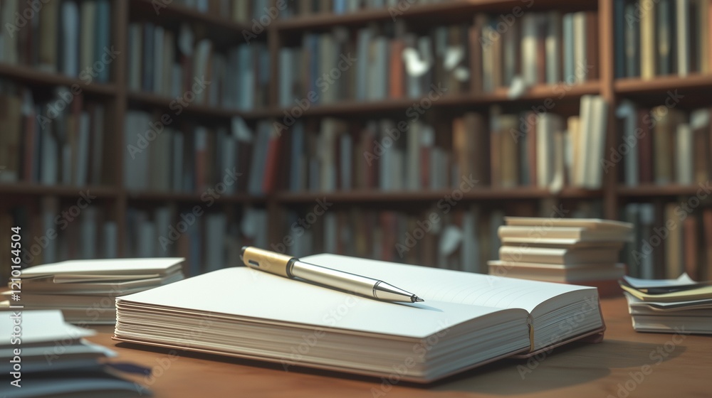 Fototapeta premium A pen on a blank, open book.