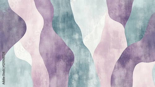 Softly blended pastel patterns with gentle curves and torn edges create a tranquil visual effect photo