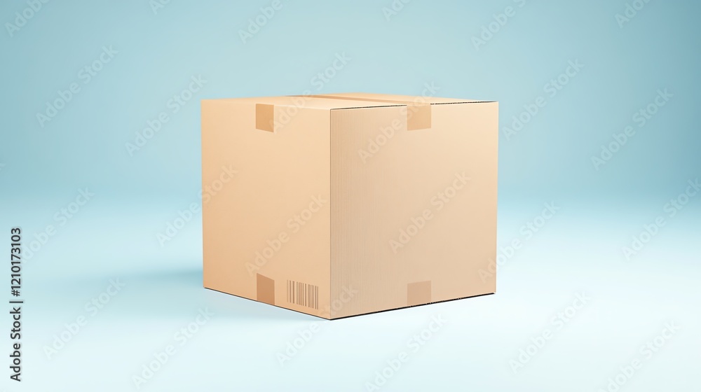 A plain cardboard box sits against a soft blue background, emphasizing its simple design and versatility. A plain cardboard box sits against a soft blue background, emphasizing its simple design and versatility.