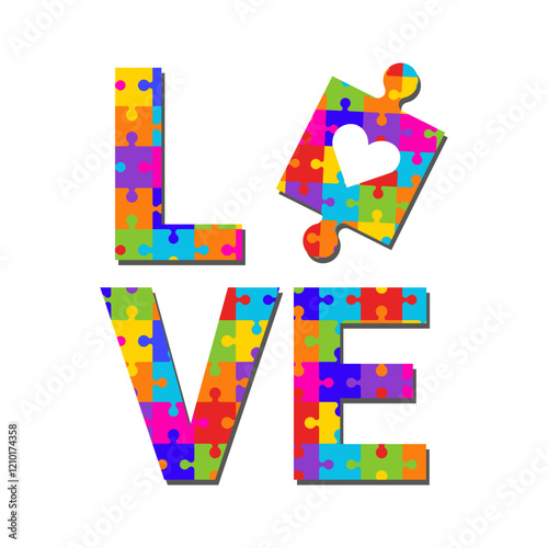 Colorful autism awareness puzzle background