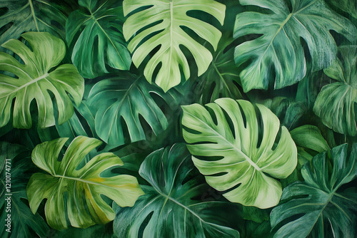 Wallpaper Mural Monstera plant leaves creating a tropical vibe Torontodigital.ca