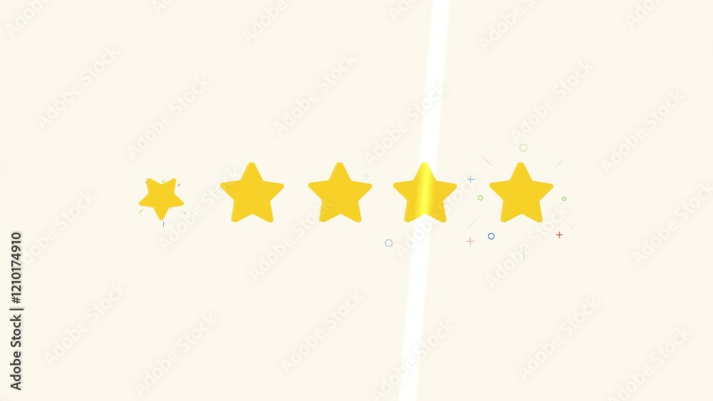 animated motion graphic five star for rating 4k in white background