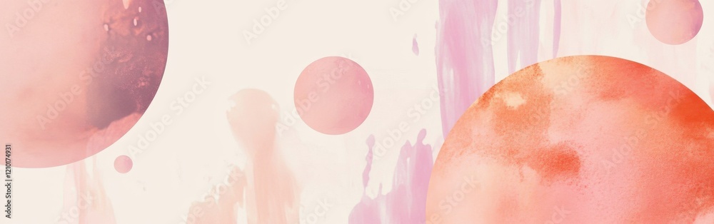 Elegant pastel coral and lavender design featuring circular shapes and soft hues in a contemporary art piece Elegant pastel coral and lavender design featuring circular shapes and soft hues in a contemporary art piece