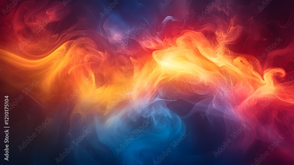 Cinematic swirling fog and smoke creating a vibrant abstract background with warm and cool tones of red orange yellow and blue This dynamic and dramatic image evokes a sense of energy mystery Cinematic swirling fog and smoke creating a vibrant abstract background with warm and cool tones of red orange yellow and blue This dynamic and dramatic image evokes a sense of energy mystery