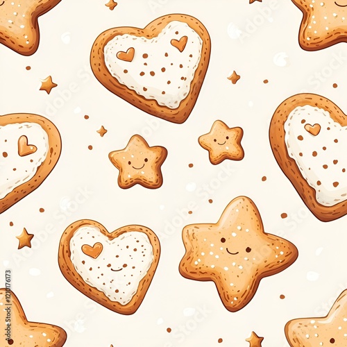 Cute cookie seamless pattern for bakery branding projects