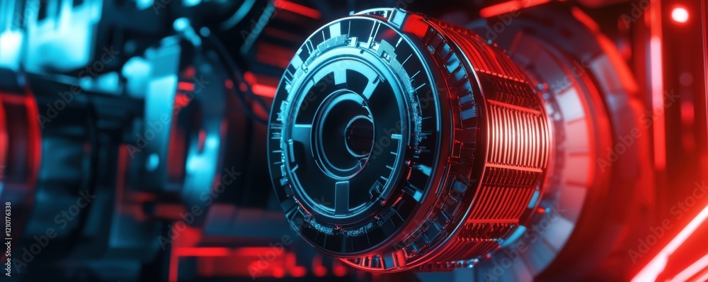 Fototapeta premium Futuristic Engine Close-up: Cyberpunk Technology
