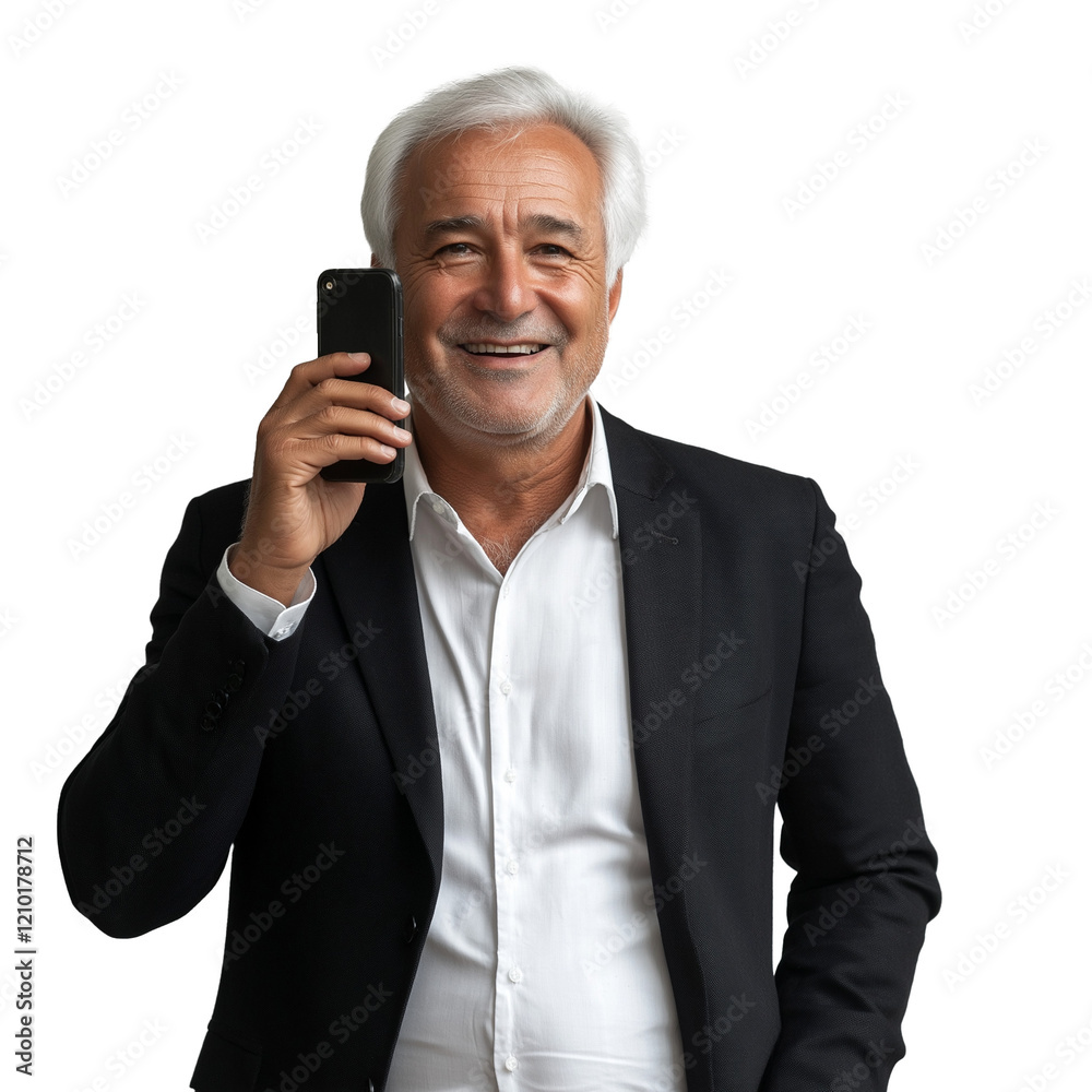 Handsome businessman using his smartphone standing Handsome businessman using his smartphone standing