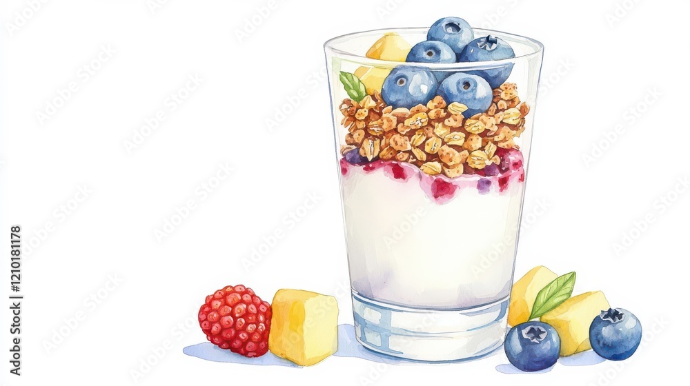 Breakfast and brunch trends. Delicious parfait with yogurt, granola, berries, and tropical fruit in a glass. Breakfast and brunch trends. Delicious parfait with yogurt, granola, berries, and tropical fruit in a glass.