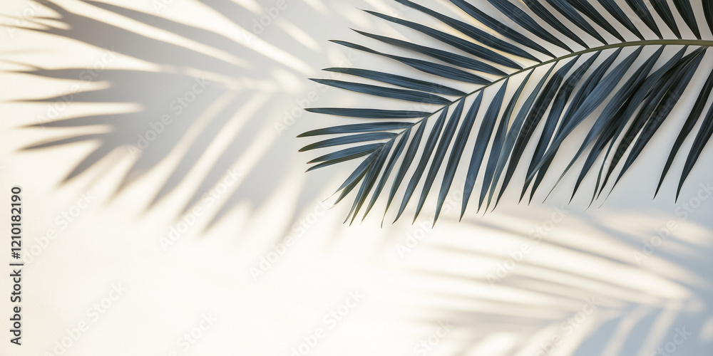 Obraz premium Palm leaf shadow on white wall