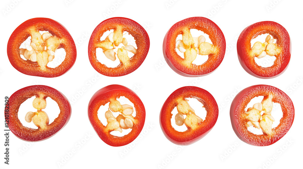 Sliced chili pepper, isolated on transparent background