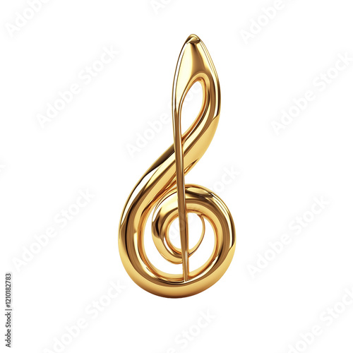 Golden 3D Music Note Icon, isolated on transparent background
