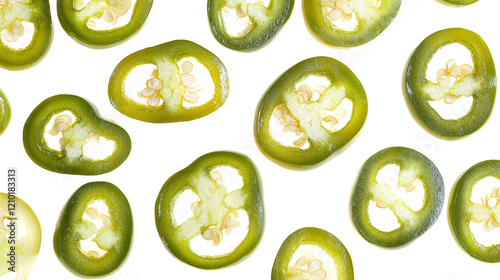 Sliced jalapeno, isolated on transparent background