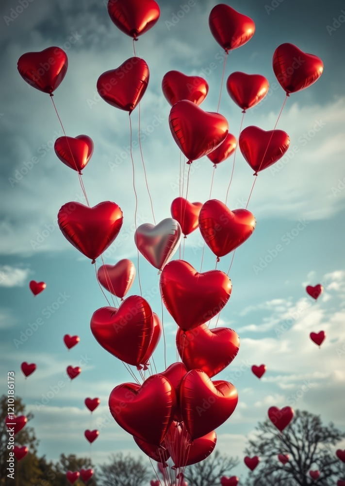 A bunch of red and white heart shaped balloons floating in the air love love heart valentine vector romantic day holiday A bunch of red and white heart shaped balloons floating in the air love love heart valentine vector romantic day holiday