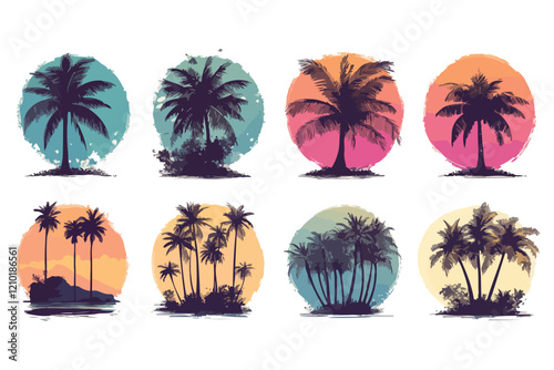 set of tropical palm trees t shirt bundle vector design