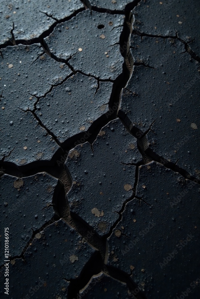 Obraz premium Rough, cracked black surface with deep texture, worn, paint, tar