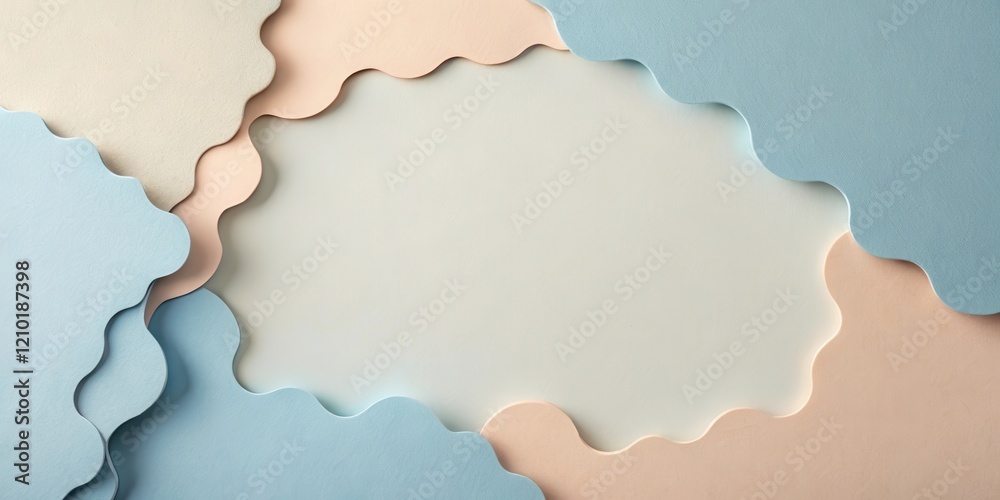 Abstract Pastel Paper Shapes with Central Copy Space