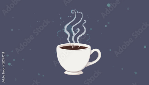 Steaming Coffee Cup with Swirling Vapor on an Intricate Patterned Backdrop Suggesting a Relaxed Moment