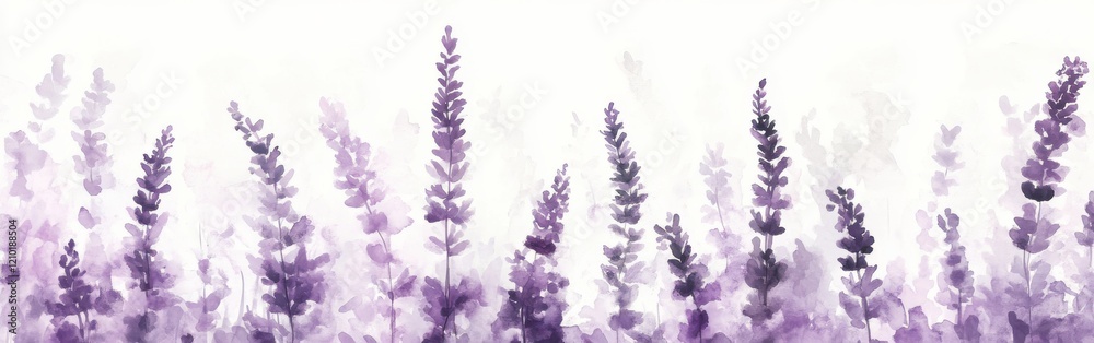 Naklejka premium Elegant lavender wash created with delicate pencil strokes reflects tranquility and serenity in soft hues of purple